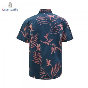 Make-To-Order Reversal Print Hawaiian Men’s Shirt Funky Leaf Print Smart Casual Hawaii Shirts MRS2226521