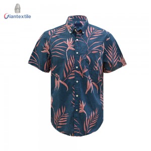 Make-To-Order Reversal Print Hawaiian Men’s Shirt Funky Leaf Print Smart Casual Hawaii Shirts MRS2226521