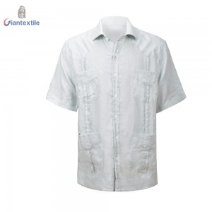 Men’s Cuban Guayabera Shirt Mint Solid 100% Linen Naturally Breathable Shirt For Men Mint solid SS
