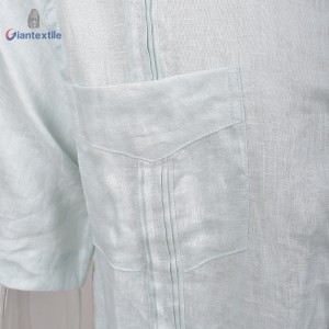 Men’s Cuban Guayabera Shirt Mint Solid 100% Linen Naturally Breathable Shirt For Men Mint solid SS