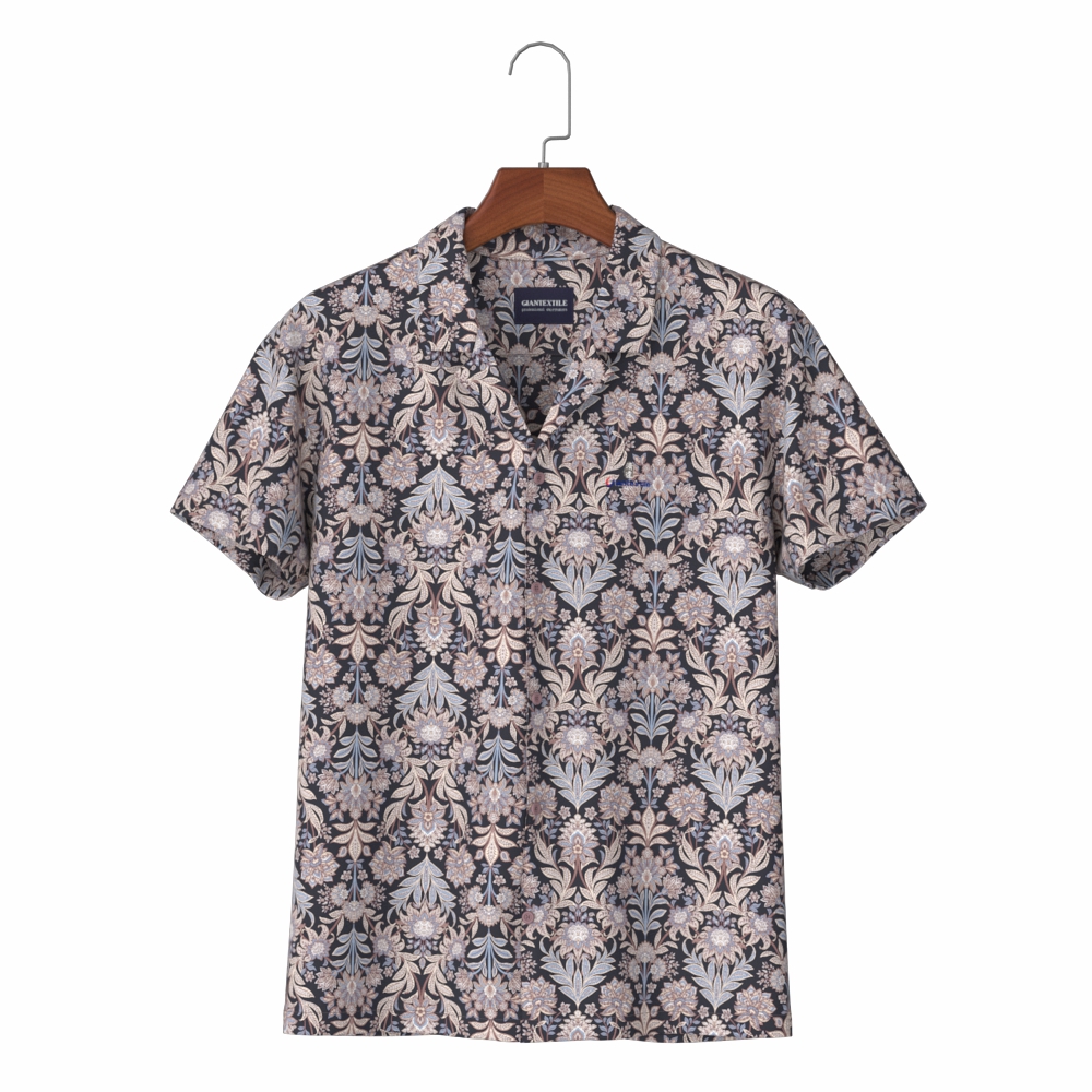Novelty Cleaner Look Sustainable Resort Shirt Made by Viscose with palm tree pattern Aloha Shirt GT20210709-01