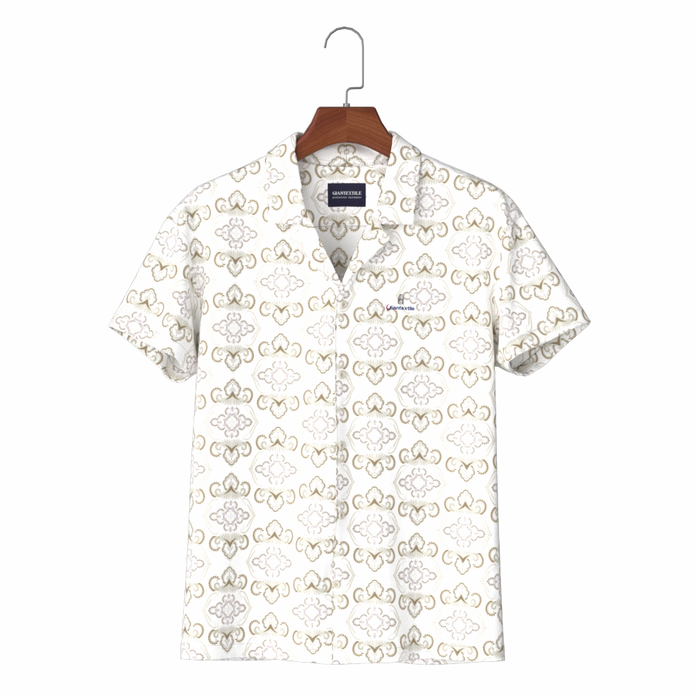 Digital Print Short Sleeve Men’s Hawaiian Shirt for Daily Wearing Gold Print Aloha Shirt GT20210709-05