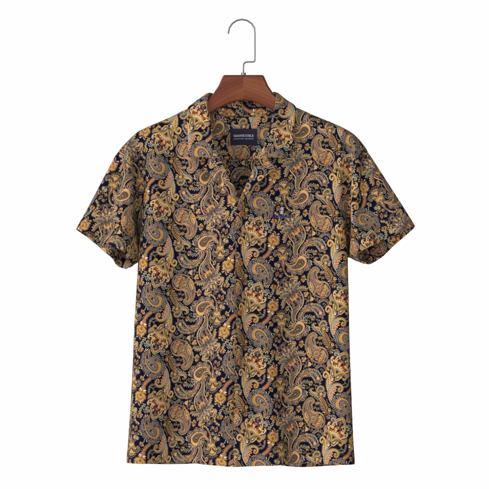 Viscose Beautiful Print Men’s Square-cut Bottom Hawaiian Shirt for Holiday Vacation Camisa GT20210709-07