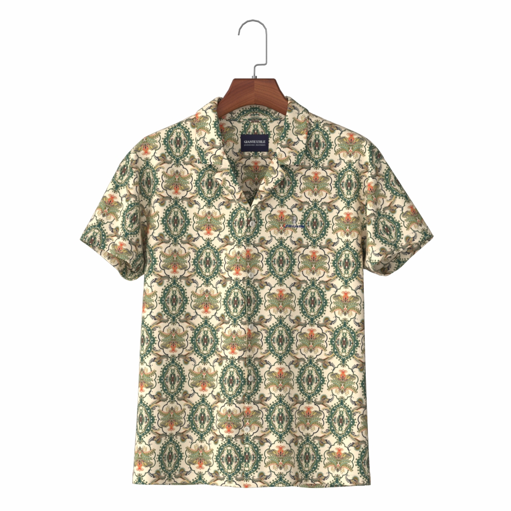 Machine Washable Durable Viscose Print Men’s Shirt with Hawaiian Collar Aloha Shirt GT20210709-10