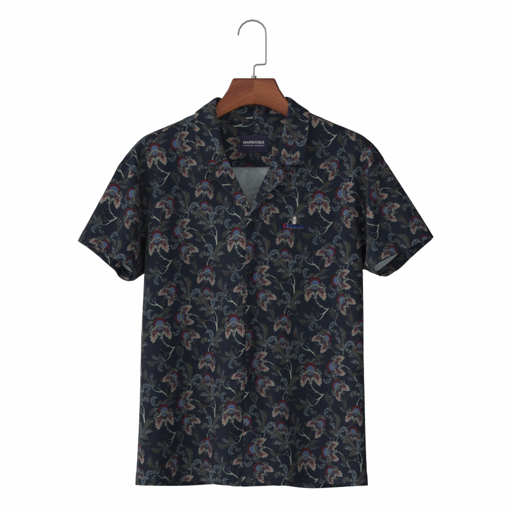 Economic Dark Print Mature Hawaiian Men’s Shirt with Pure Cotton Commuting Aloha Shirt GTCW106774