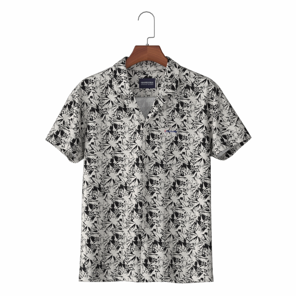 Gery Print Slim Fit Hawaiian Men’s Shirt with Pure Cotton Aloha Shirt Camisa de camisa GTF000003