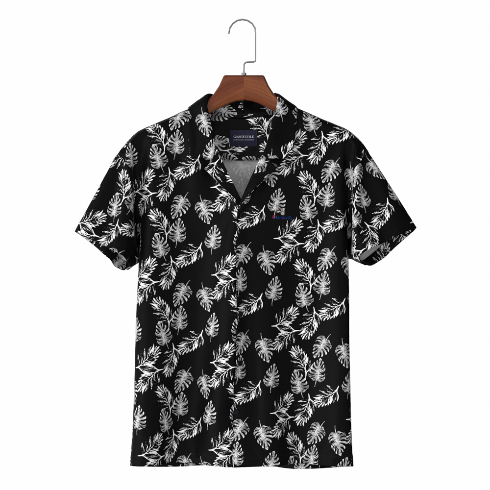 Landscape print Slim Fit Hawaiian Men’s Shirt with 100% Cotton Camisa de camisa Hawaii Collar Casual Shirt GTF000009