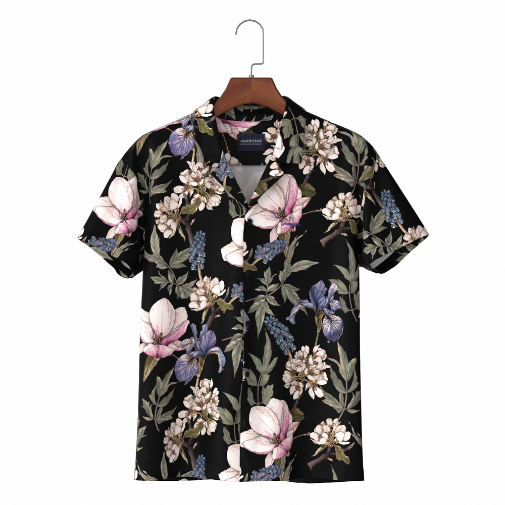 High Quality Digital Floral Print Casual Hawaii Shirt in Cotton for Holiday Beach Shirt GTF000010