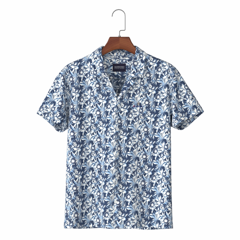 Holiday Memory Novelty Print Naturally Breathable Hawaii Floral Casual Shirt in Cotton for Holiday Beach Shirts GTF290002