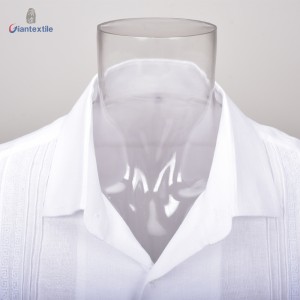 Men’s Guayabera Shirt Mexican White Solid Cuban Shirt Long Sleeve Casual Shirt For Men White embroidery LS