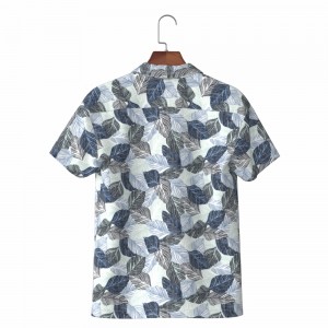 Hot Sale Reversal Print Hawaiian Men’s Shirt Blue Leaf Print Casual Nature Herrenhemd Hawaii Shirts MRS2226504